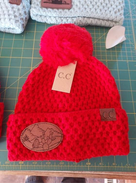 CC Stocking hat with leather patch