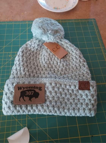 CC Stocking hat with leather patch